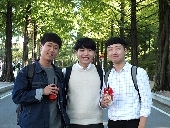 왼쪽부터 최인혁(경영정보학·3), 이원석(통계학·3), 이우창(통계학·3) 씨.
